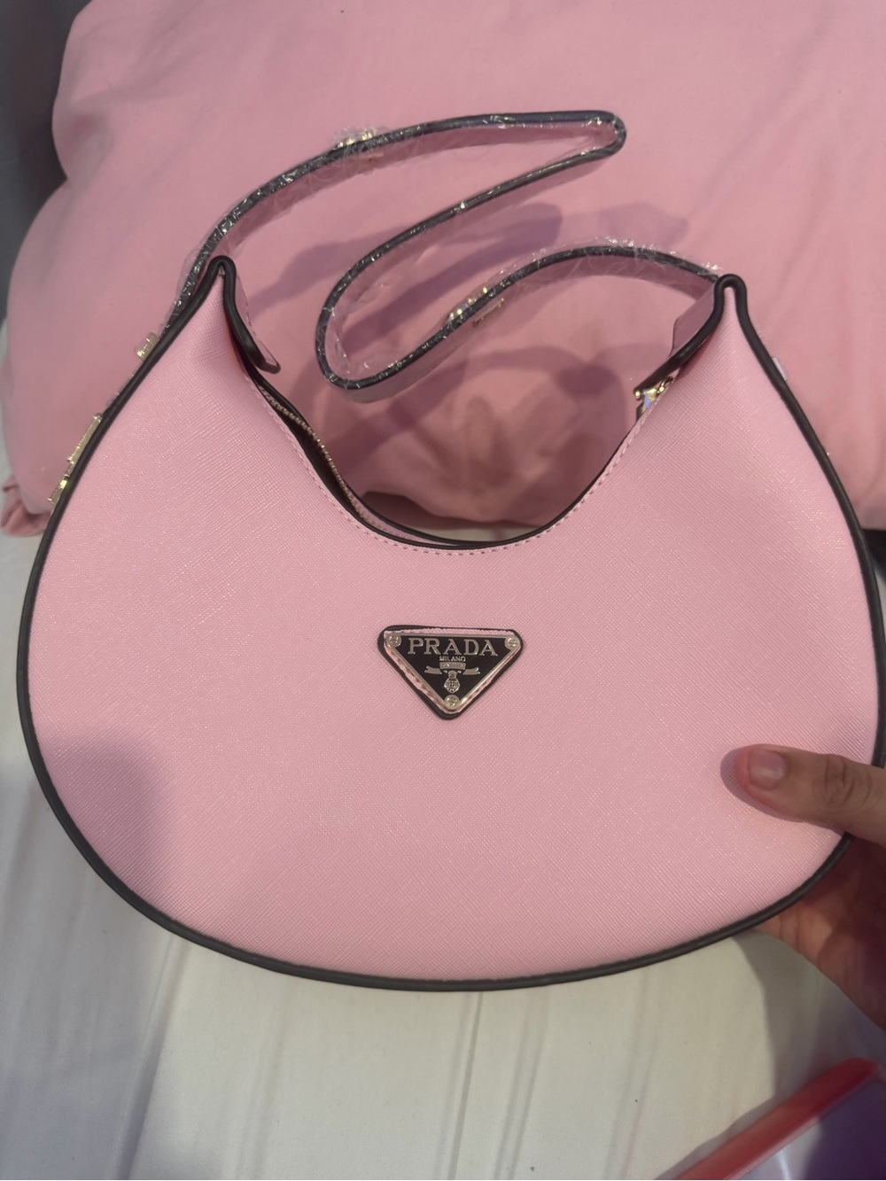 Prada Pink Crescent Shoulder Bag